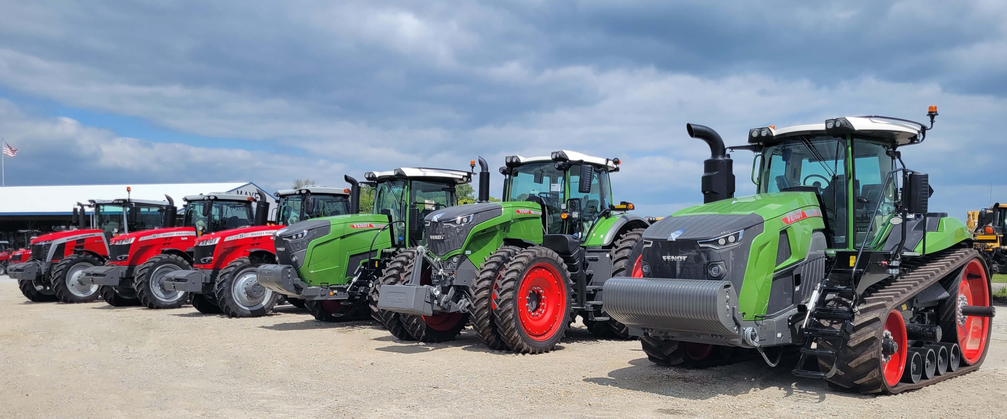Agricultural tractor, excavator, and compact track loader ready for work
